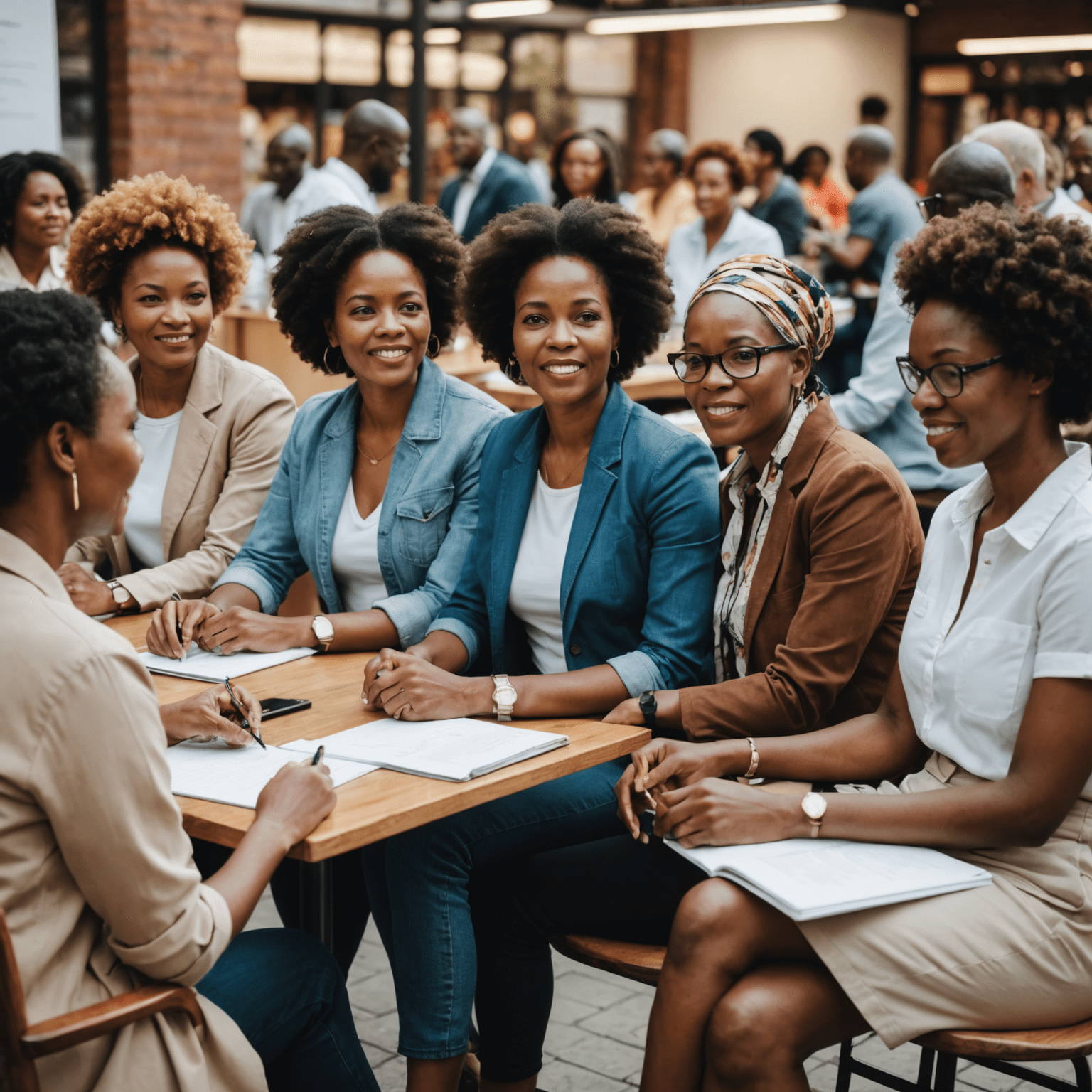 A group of diverse South African consumers participating in a market research focus group